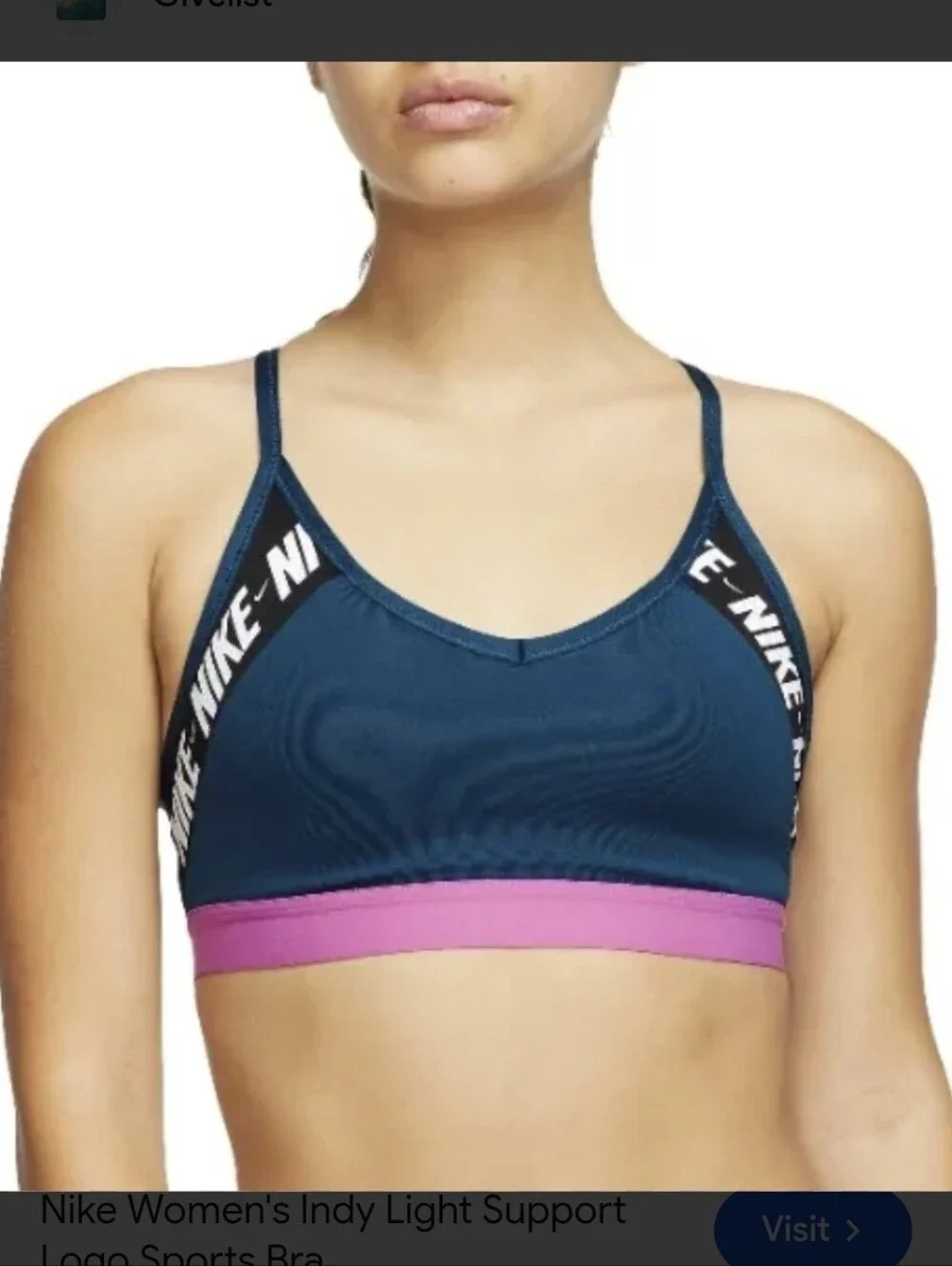Nike Indy Dri-Fit Training Sports Bra In Valerian Blue And Pink, Size Small